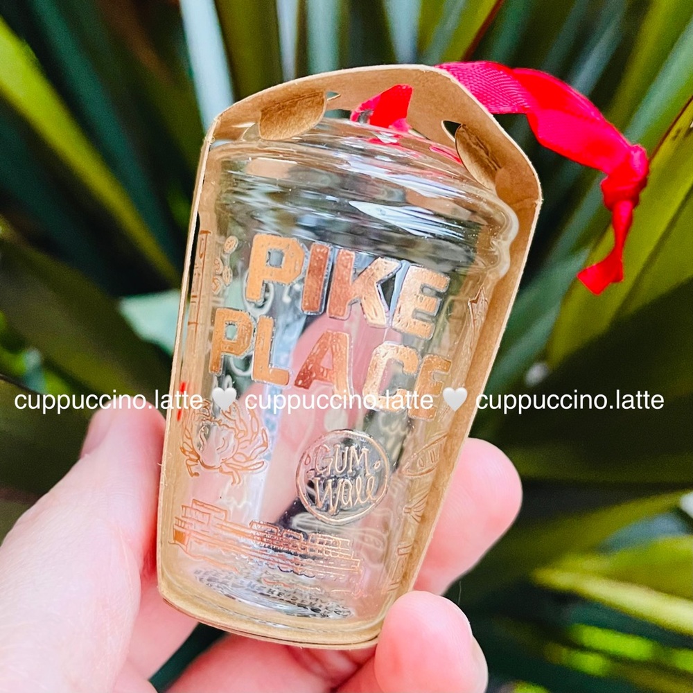 ✨NEW✨Starbucks 2021 Pike Place Metallic Bronze Holiday Glass Christmas Ornament
